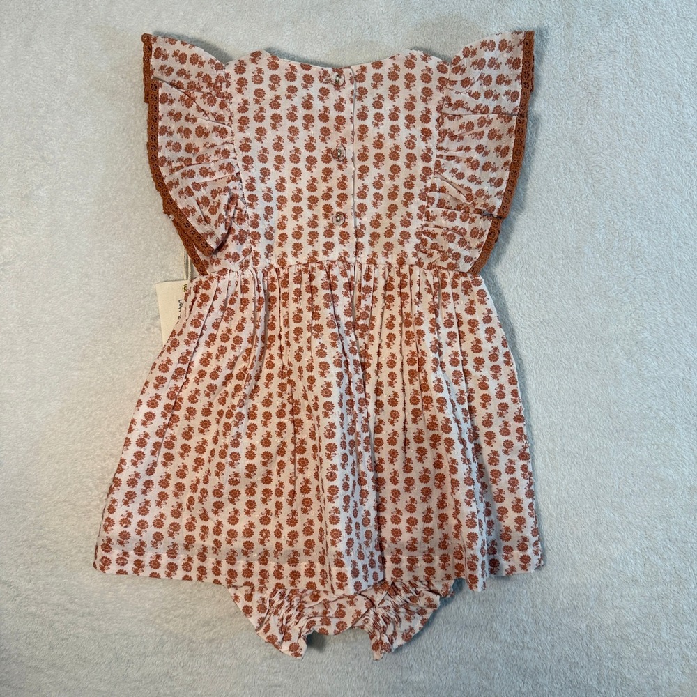 Viverano Organics Baby Girl Floral Romper Dress Set 100% Organic Cotton 12-18M - Picture 5 of 5